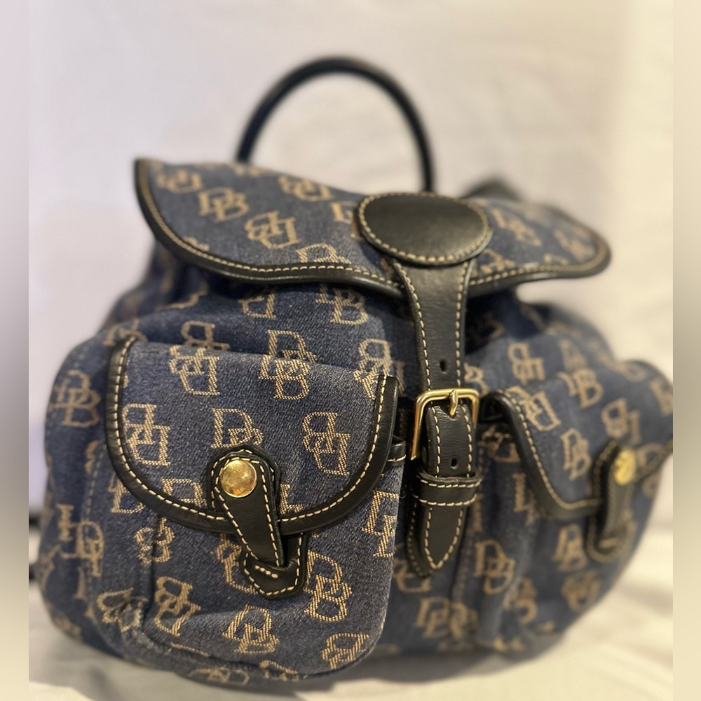 Signature Canvas Dooney & Bourke - Backpack - Blue Fabric Denim